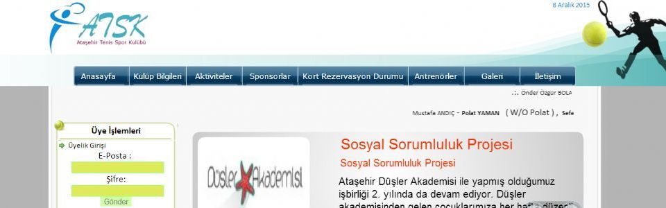 Ataşehir Tenis Kulübü Web Sitesi